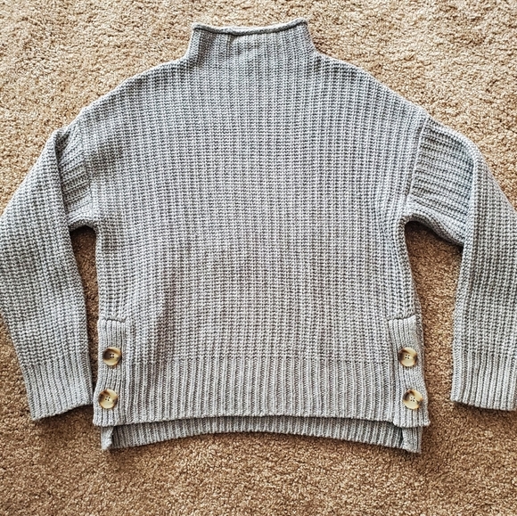 Madewell Mock Neck Side-Button Pullover Medium - Picture 4 of 7